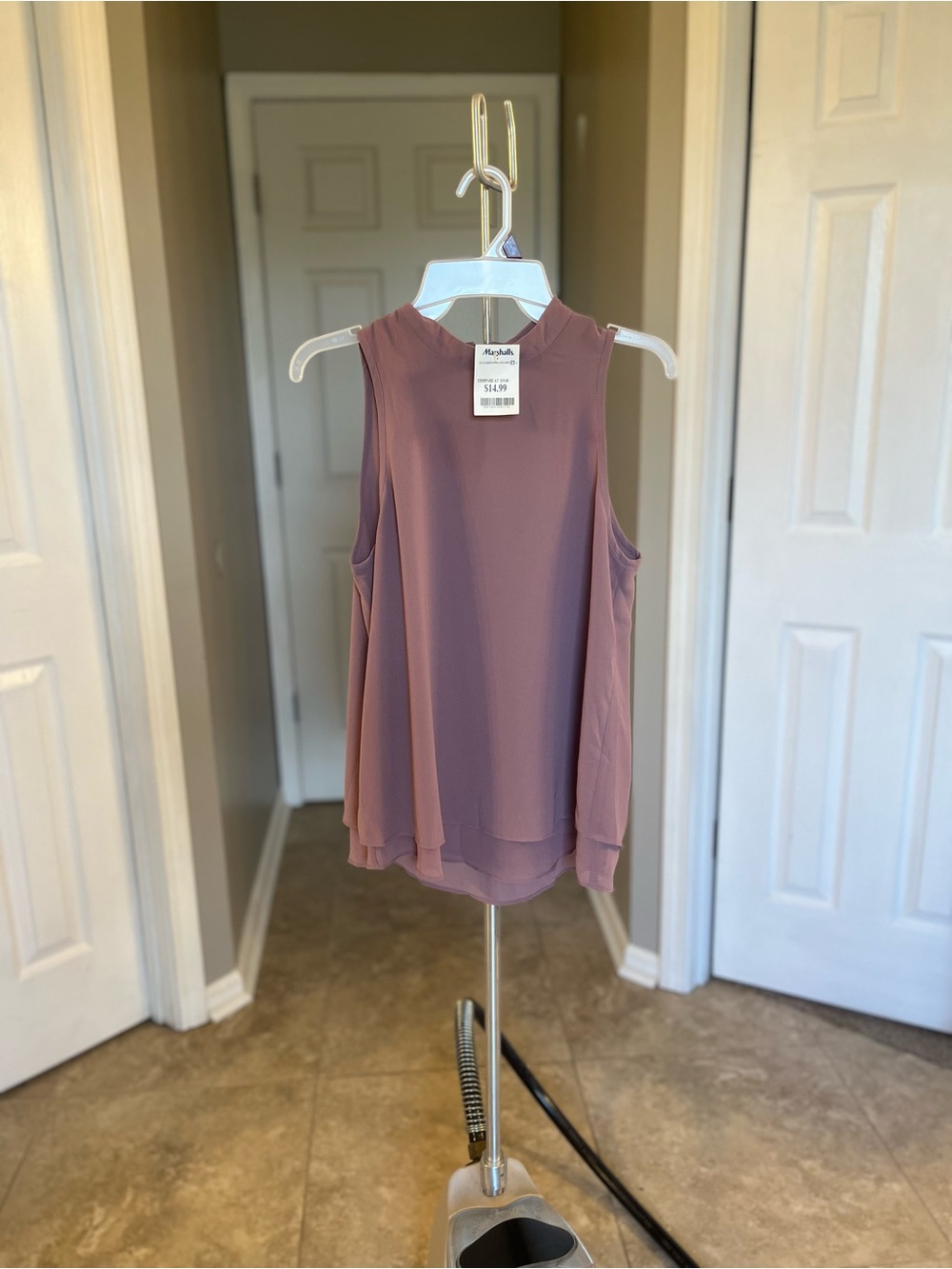 Mauve Sleeveless Layered Chiffon Blouse